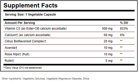 Solgar Ester C 500 Vitamin C Ingredients